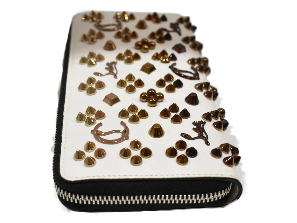 Christian Louboutin Cool White Round Wallet Leather Long Zipper